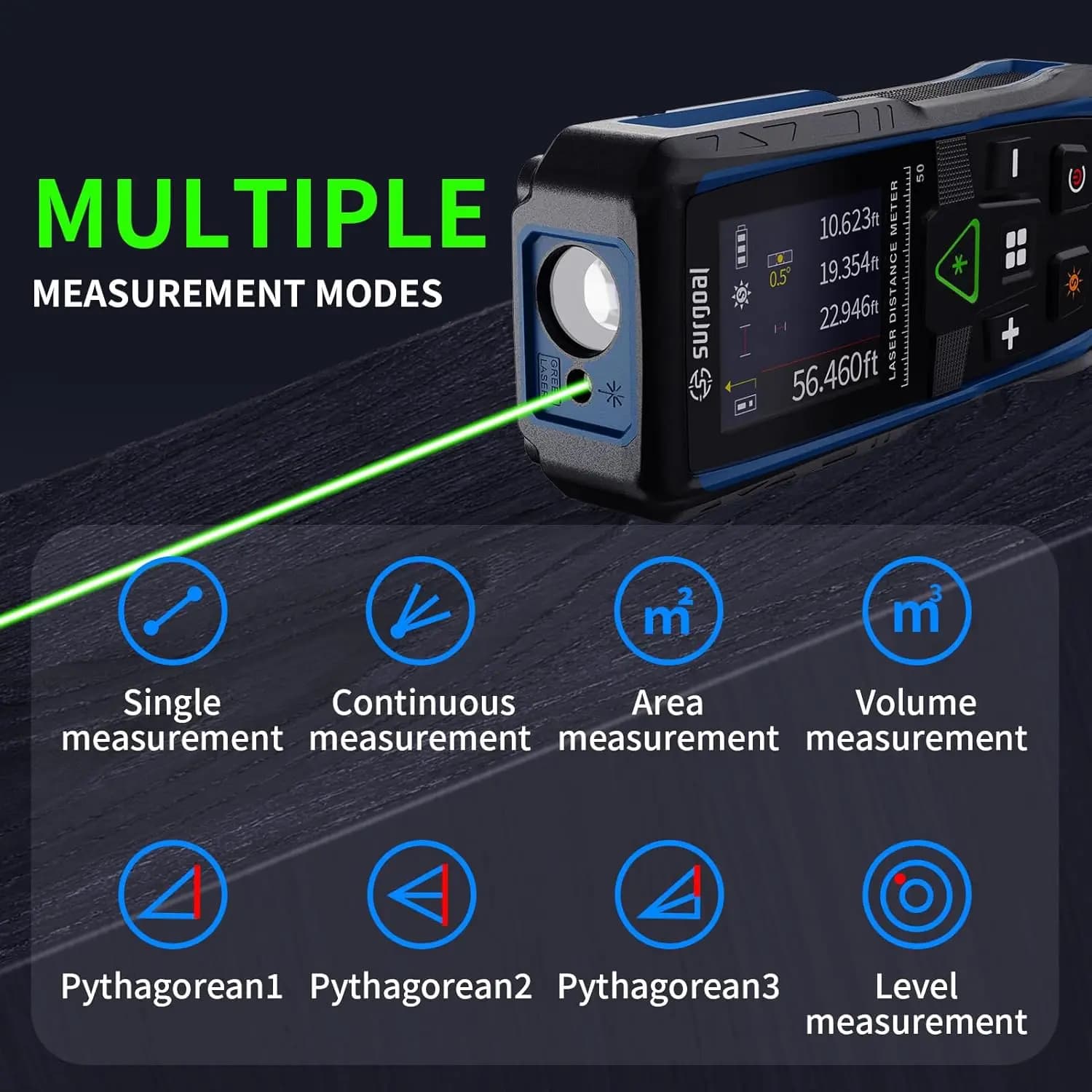 Telêmetros laser verde 100m multifuncionais com nível digital tela colorida medidor de vibração fita medidor de distância a laser