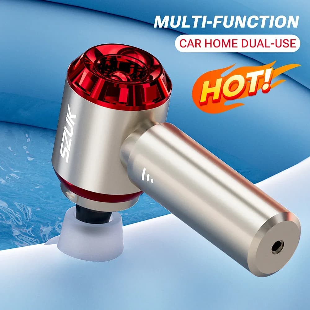 Aspirador portátil SZUK C012 prata com função multiuso para carro e casa, design compacto e moderno