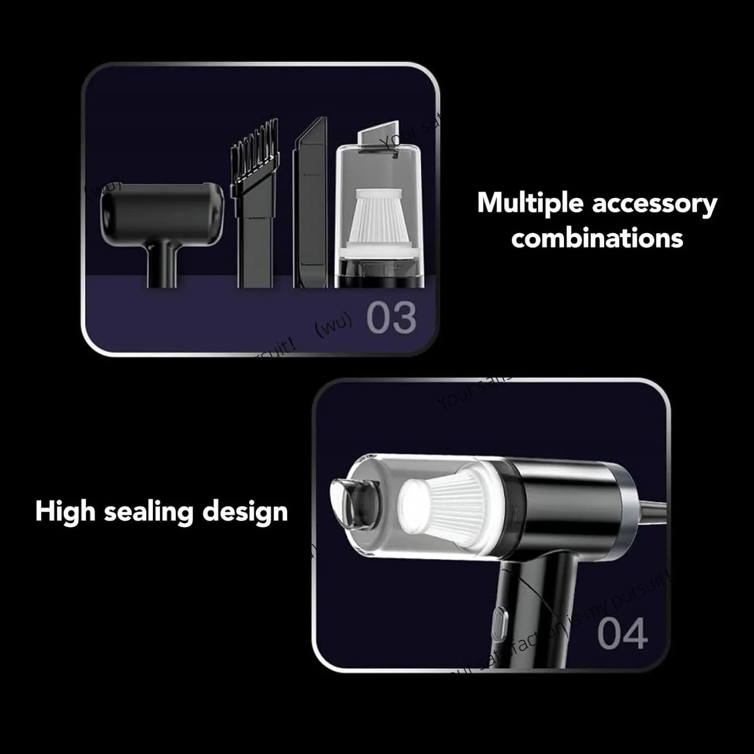 Aspirador Inalámbrico para Coche, 120W, Alta Potencia, Portátil, Carga Rápida, Limpieza Eficiente, Variedad de Accesorios