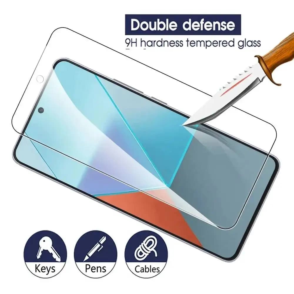 Vidro temperado 9H para Xiaomi Redmi Note com dupla defesa contra riscos de chaves, canetas e cabos