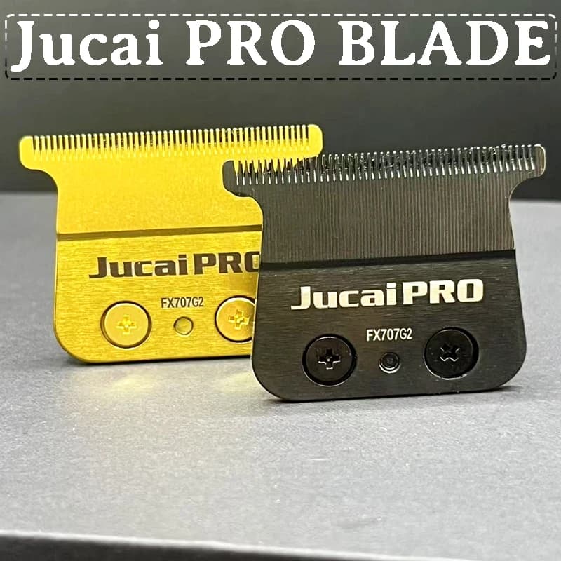 Lâminas de corte Jucai PRO, uma em amarelo e outra em preto, com código FX707G2.