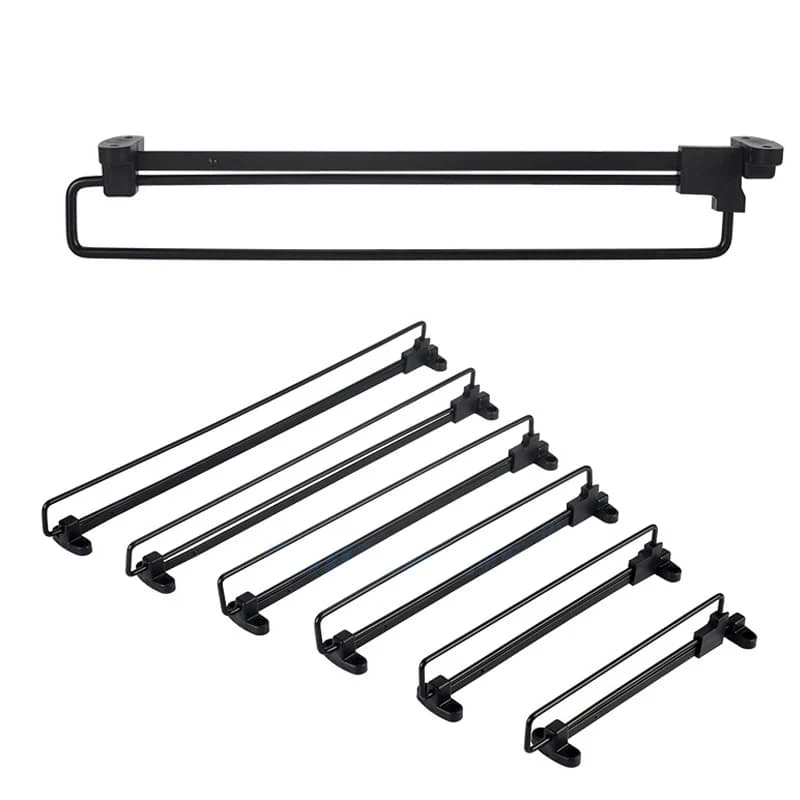 Varas de metal preto para cabide de roupas, design de garras, 2 peças