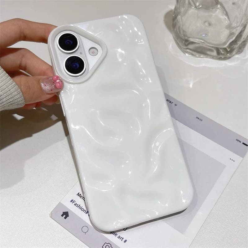 Capa branca com textura 3D estilo meteorito para celular Xiaomi Poco M7