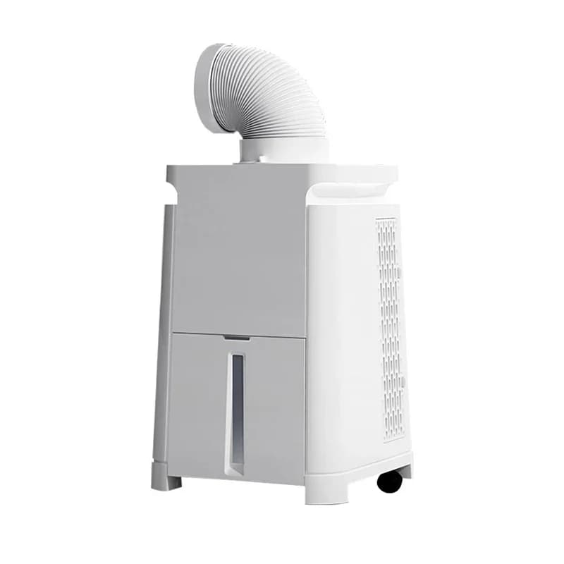 Ar condicionado portátil mini compressor compacto cinza com tubo flexível para uso doméstico