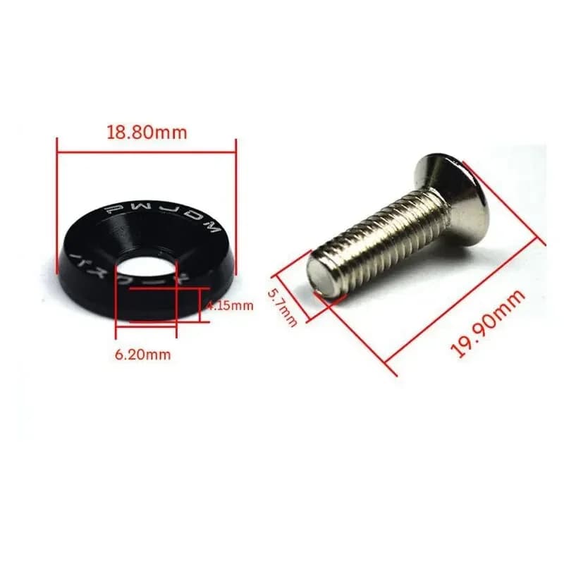 10 pçs m6 fixadores modificados do carro fender arruela pára-choques parafusos côncavos do motor fender arruela placa de licença parafusos estilo do carro junta