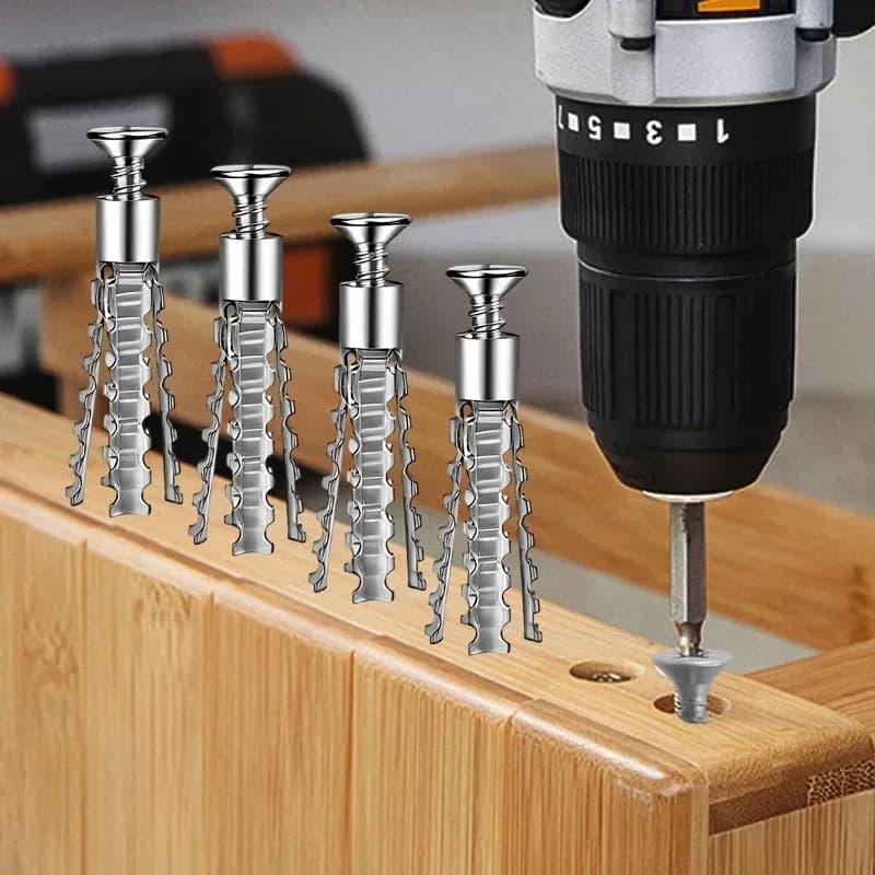 Kit de Parafusos e Buchas Metálicas para Fixação em Paredes Ocas e Drywall - Parafusos Autoatarraxantes Serrilhados e Buchas de Perfuração