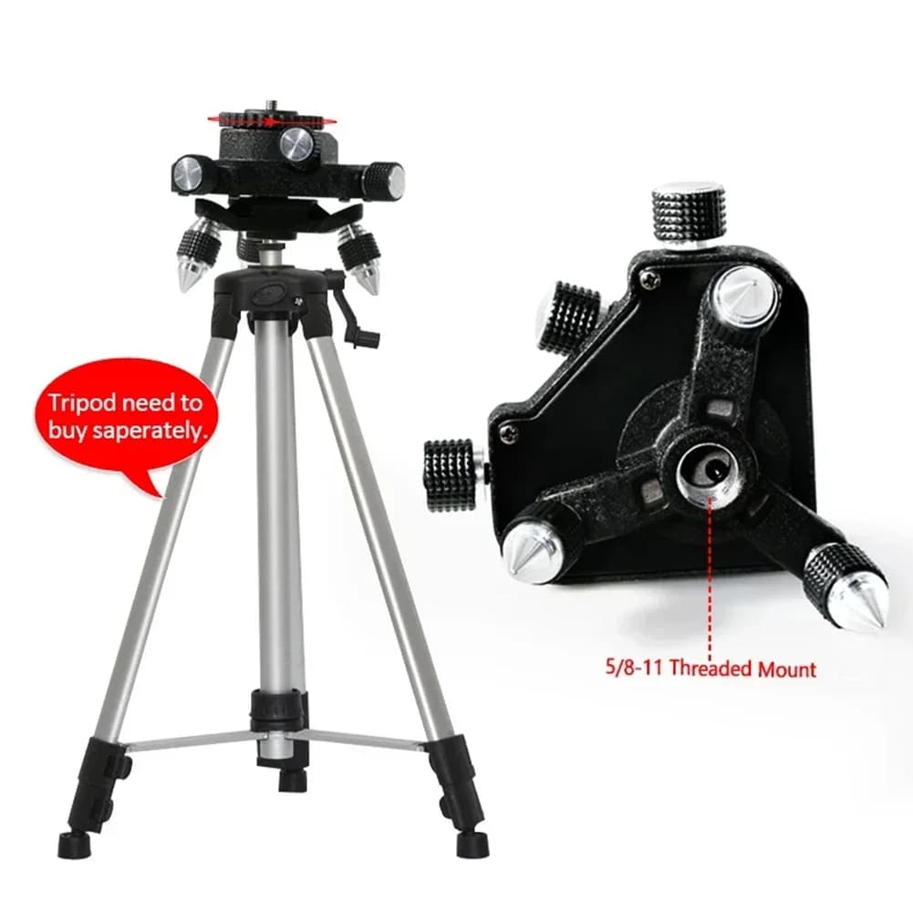 Suporte de tripé de nível a laser, base de rotação de grau, ajuste fino, medidor de ajuste fino, suporte de tripé, ferramenta de suporte de nível a laser