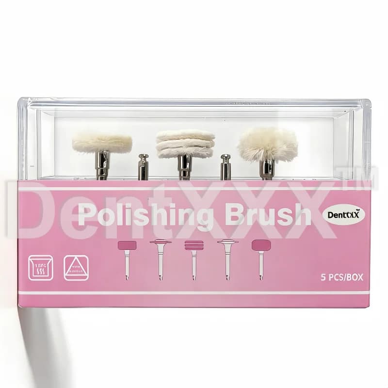 Kit 5 escovas de polimento Dentxx alta densidade para dissipação de calor embalagem com logo e design rosa
