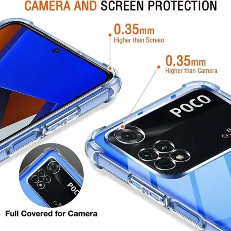 Capa transparente à prova de choque, bolsa de ar grossa para xiaomi poco m4 m5 m6 x3 x4 nfc x5 x6 x7 f3 f4 gt f5 pro 5g c50 c51 c61 c55 c65 c75