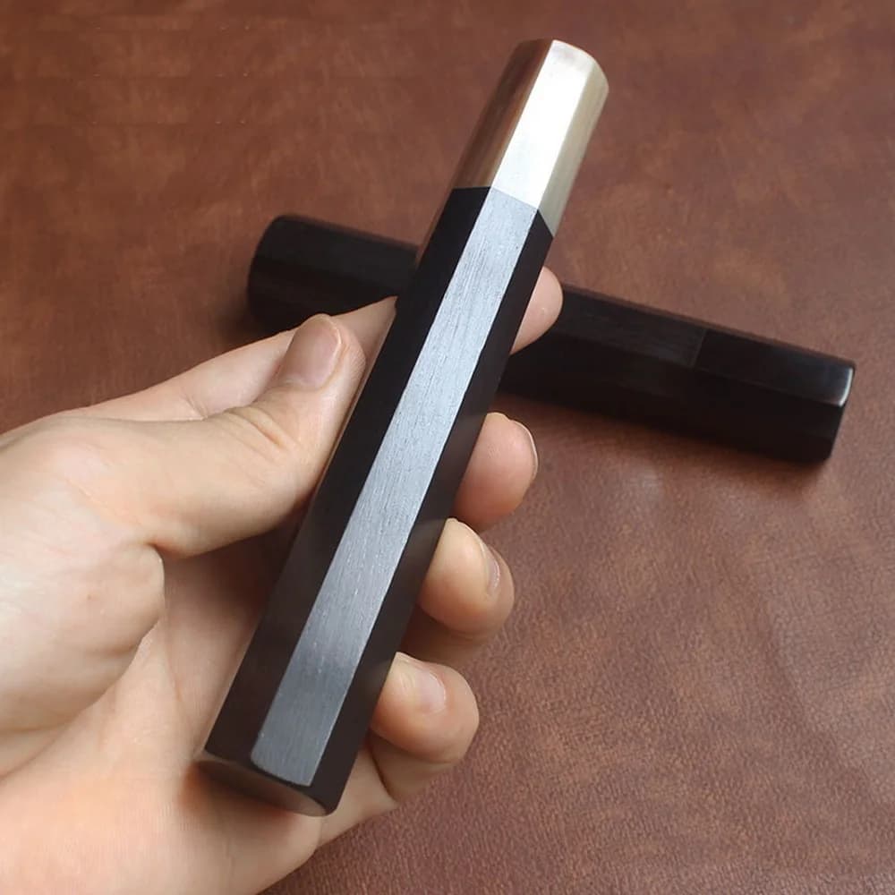 Alça de faca japonesa octogonal ébano branco com chifre de yak