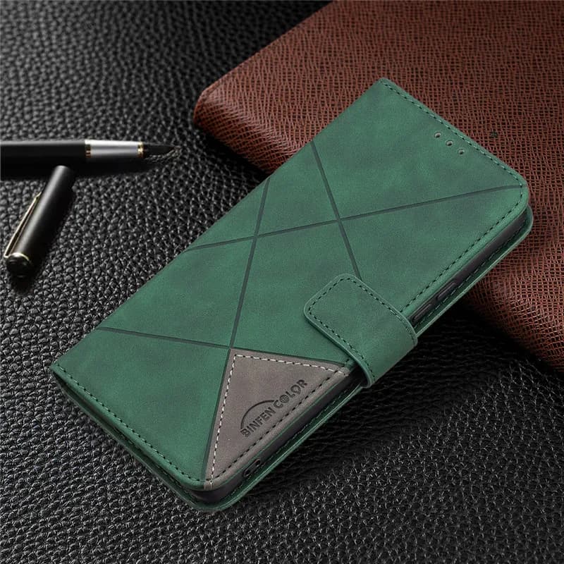 Capa carteira verde para Xiaomi Redmi Note 10 em couro sintético com suporte e ímã