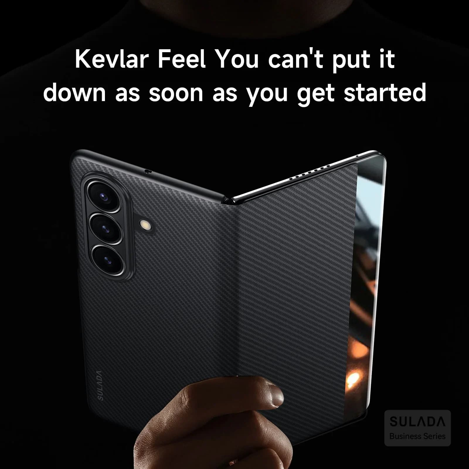 Capa flip Kevlar 600D com magnetismo e bolso para cartão para Samsung Galaxy Z Fold 7