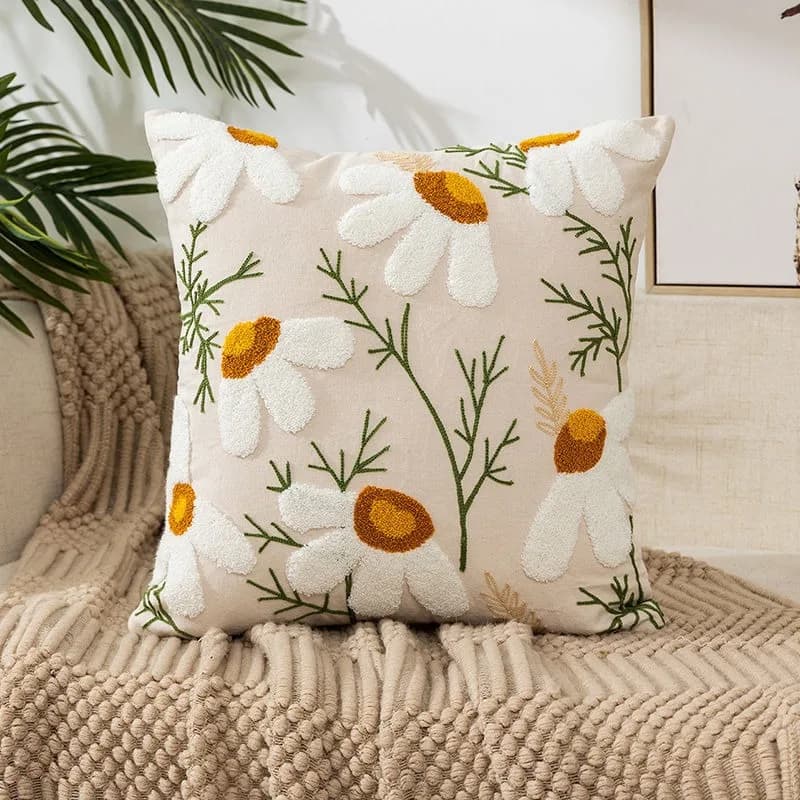 Capa de Almofada Decorativa com Estampa Floral 2D em Pele de Pêssego Macia