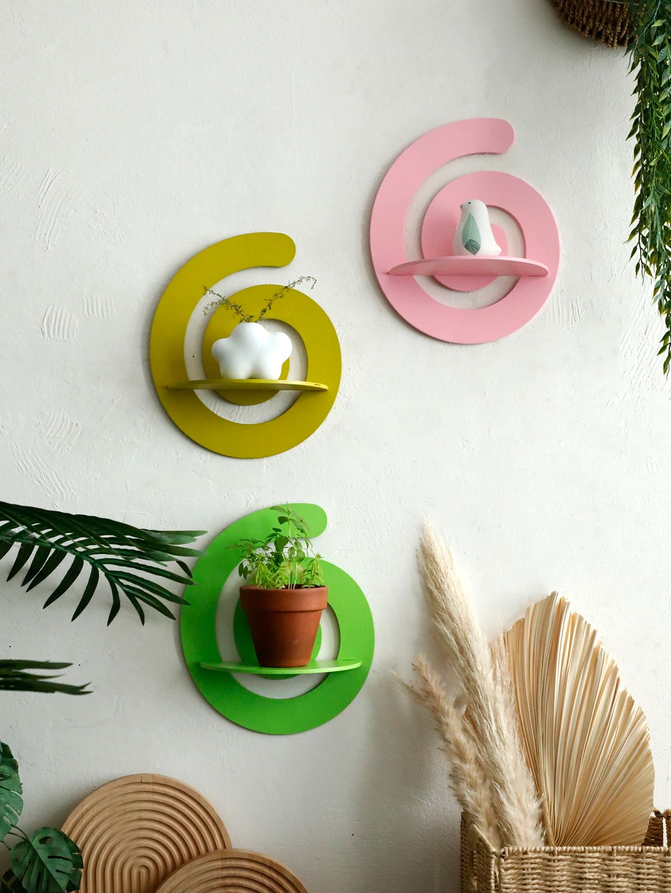Prateleira de parede flutuante de madeira em formato de doces, bandeja para vaso de flores, arte, decoração de casa, quarto de menina, decoração de parede