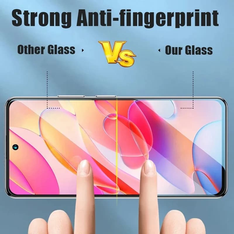 Vidro temperado para Xiaomi Poco com forte proteção anti-impressão digital comparativo