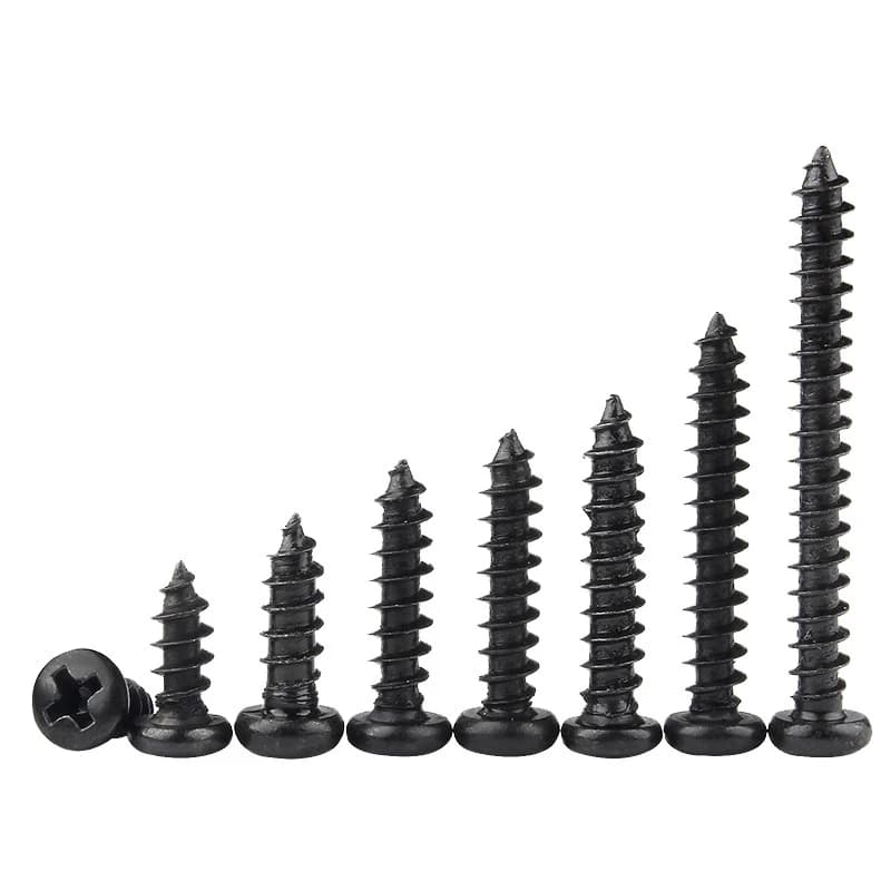Parafusos autoatarraxantes Phillips de cabeça redonda cruzada M1-M5 em aço carbono preto