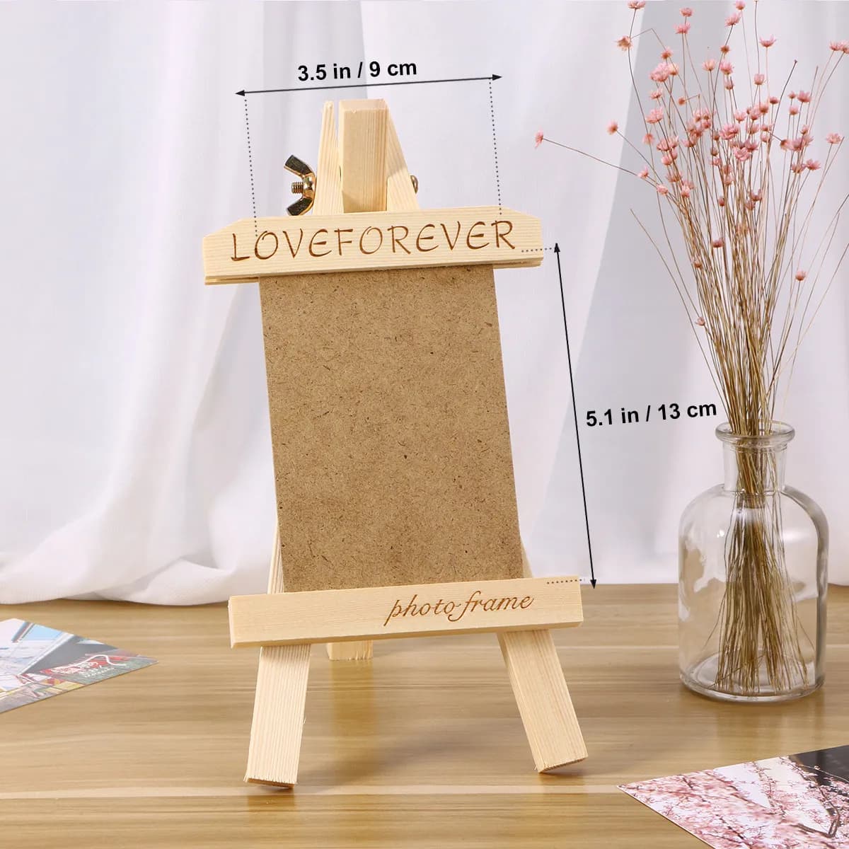Porta-Retrato de Madeira Criativo para Uma Foto, Design Vertical de Mesa para Fotos de 9x13cm, Decoração para Casa, Escritório e Praia