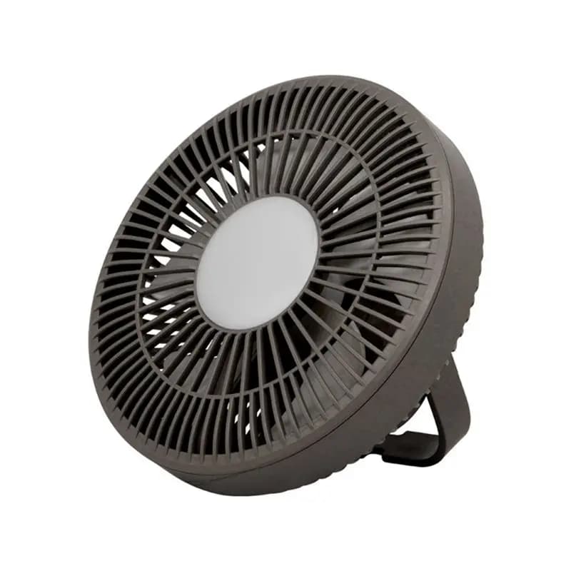 Ventilador de Teto M02K com Lâmpada LED, Controle Remoto, Recarregável, Power Bank USB, Ventilador de Parede com 3 Velocidades, Cinza