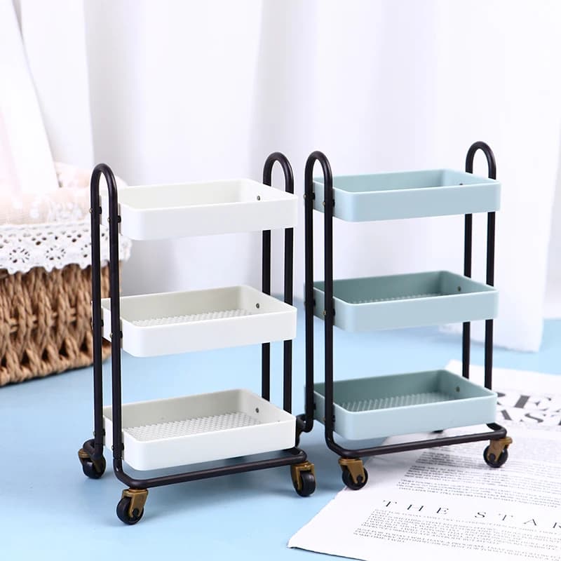 Dollhouse Trolley Display Rack, Prateleira De Carro De Jantar, Estante Com Rodas, Armazenamento De Boneca, 1:6, 1Pc