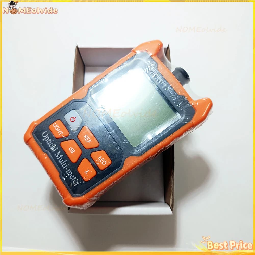 Mini medidor de potência óptica de fibra portátil laranja com tela digital