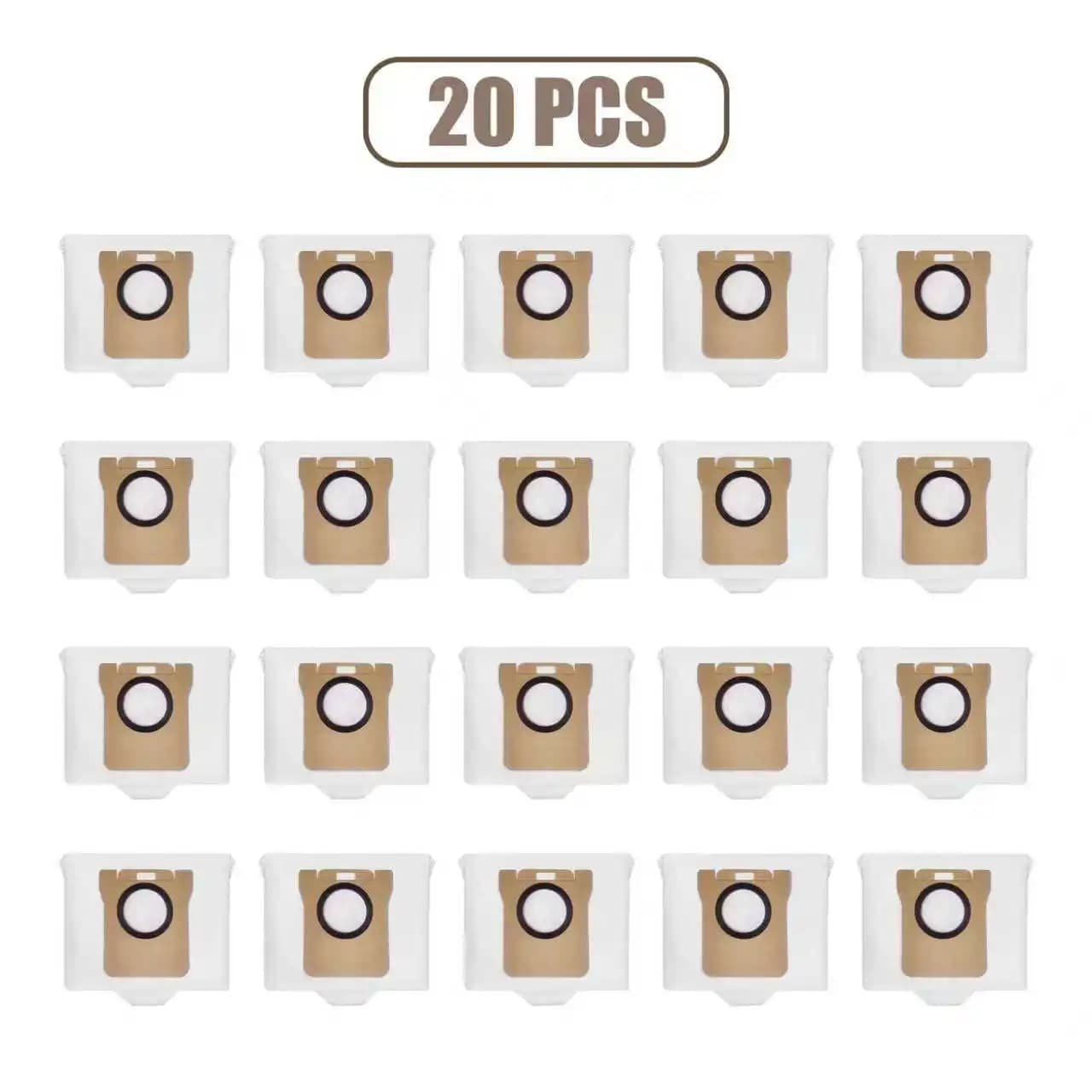 20 sacos de poeira para aspirador de pó, brancos com detalhes marrons