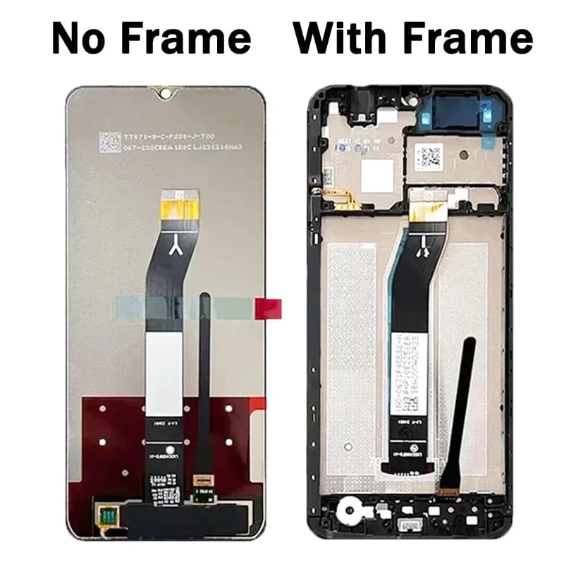 Comparação de tela LCD com e sem frame para Xiaomi Poco C61 6,71 polegadas púrpura com touch screen
