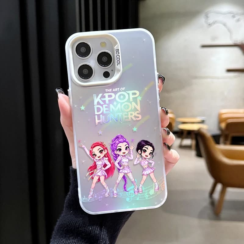 Capa transparente para Xiaomi POCO X7 com arte chibi holográfica K-KPop Demon Hunters HUNTR/X