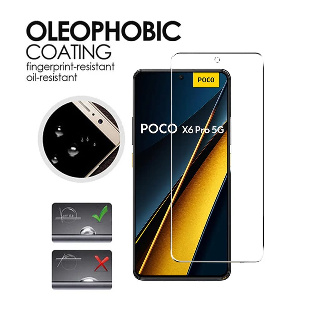 Protetor de tela com revestimento oleofóbico resistente a impressões digitais para Poco X6 Pro 5G