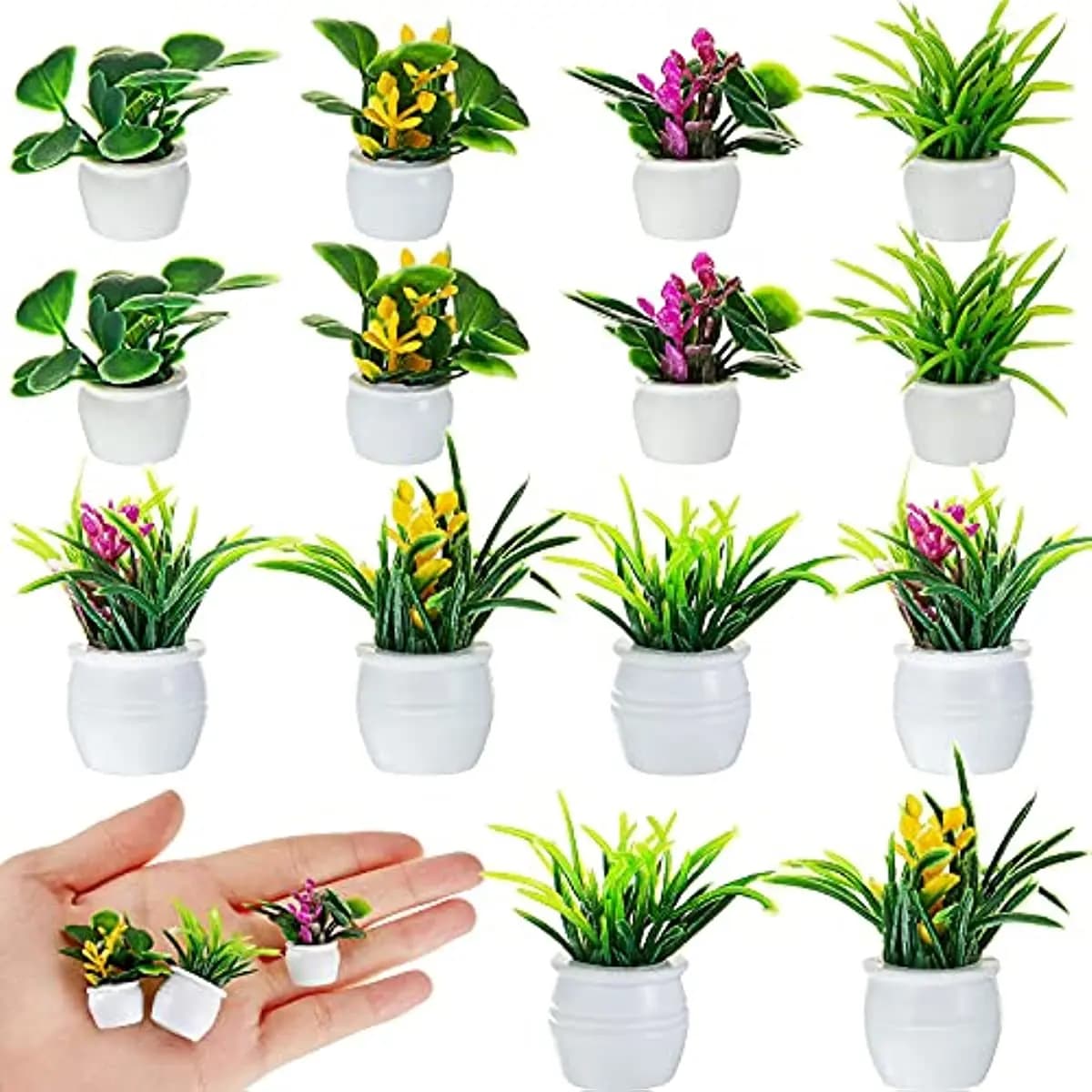 Planta de casa de bonecas, planta de bonsai em miniatura, mini planta em vaso, modelo de flor, pequena casinha de brinquedos decorativa verde falsa