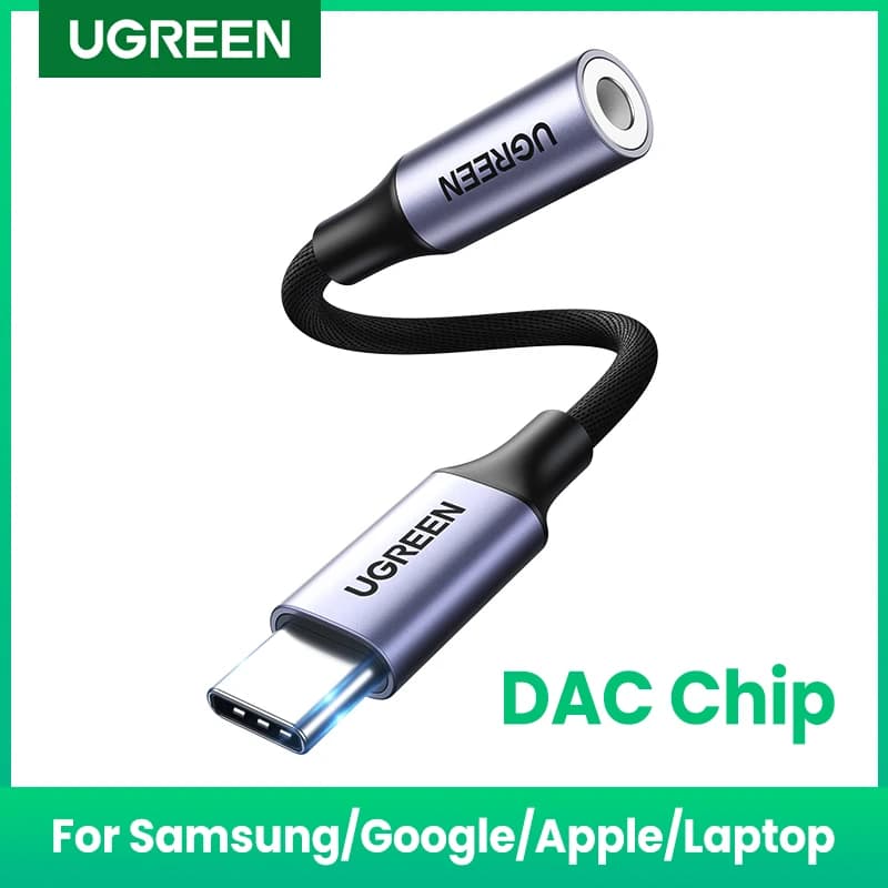 Cabo USB-C para 3.5mm DAC chip adaptador de fone de ouvido UGREEN