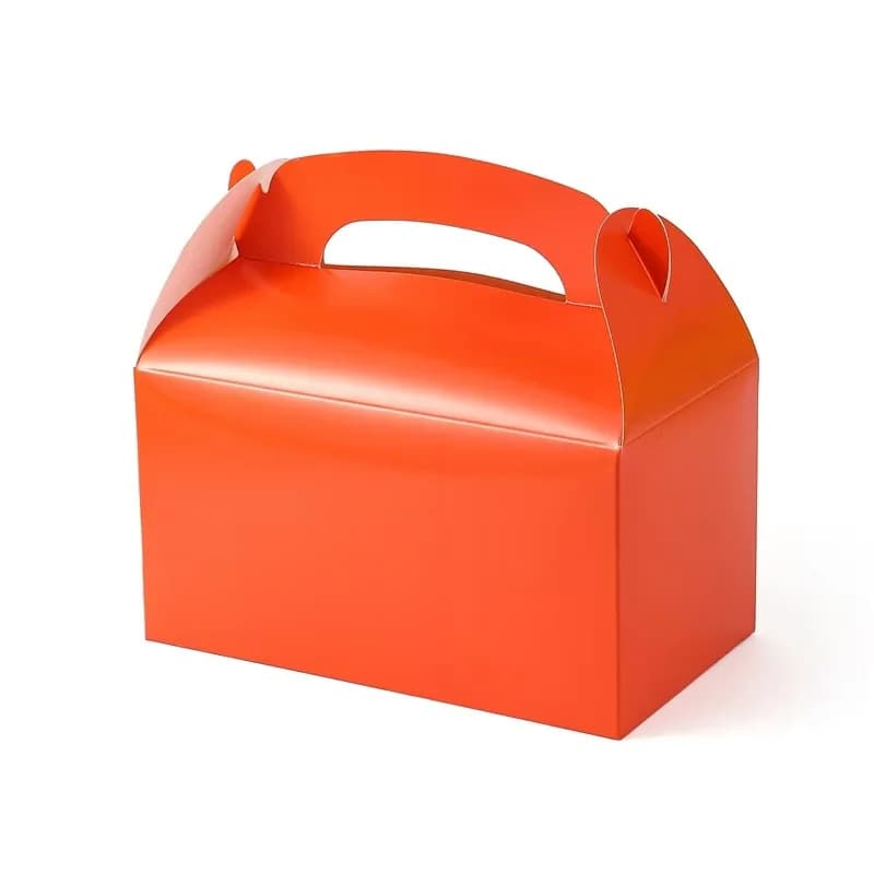 Caixa para presente Jácotei festa laranja com alça para 5 a 30 peças