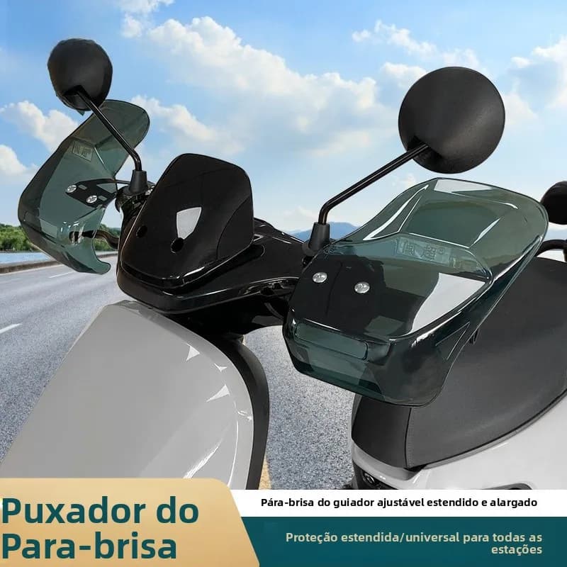 Protetor de Guidão para Veículos Elétricos com Para-brisa, Guarda-chuva, Protetor de Freio e Luvas Térmicas Grossas de Dedo I...