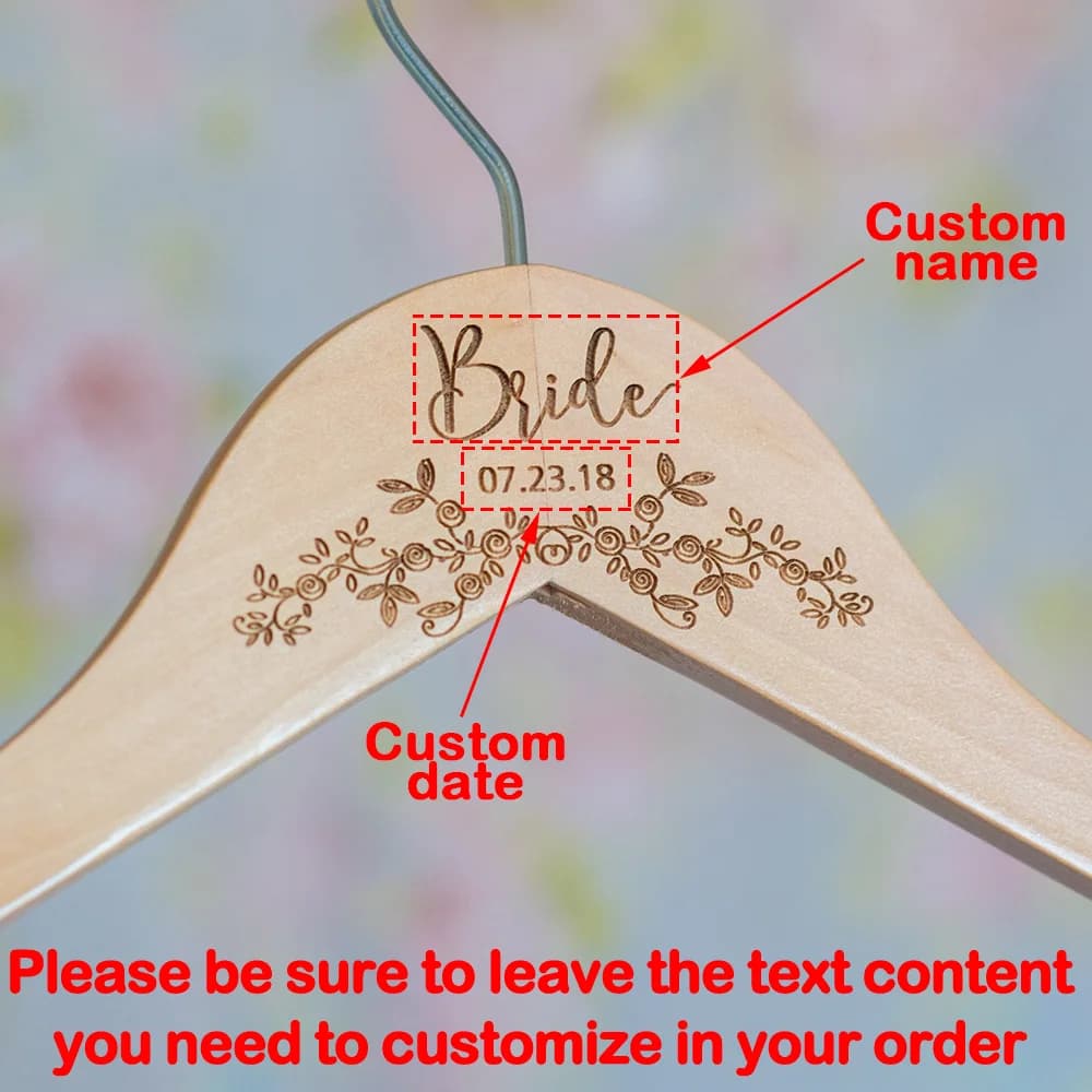 Cabide de Casamento Personalizado Gravado para Vestido de Noiva, Lembrança Exquisita para Despedida de Solteira, Madrinhas, Chá de Panela, Recém-Casados