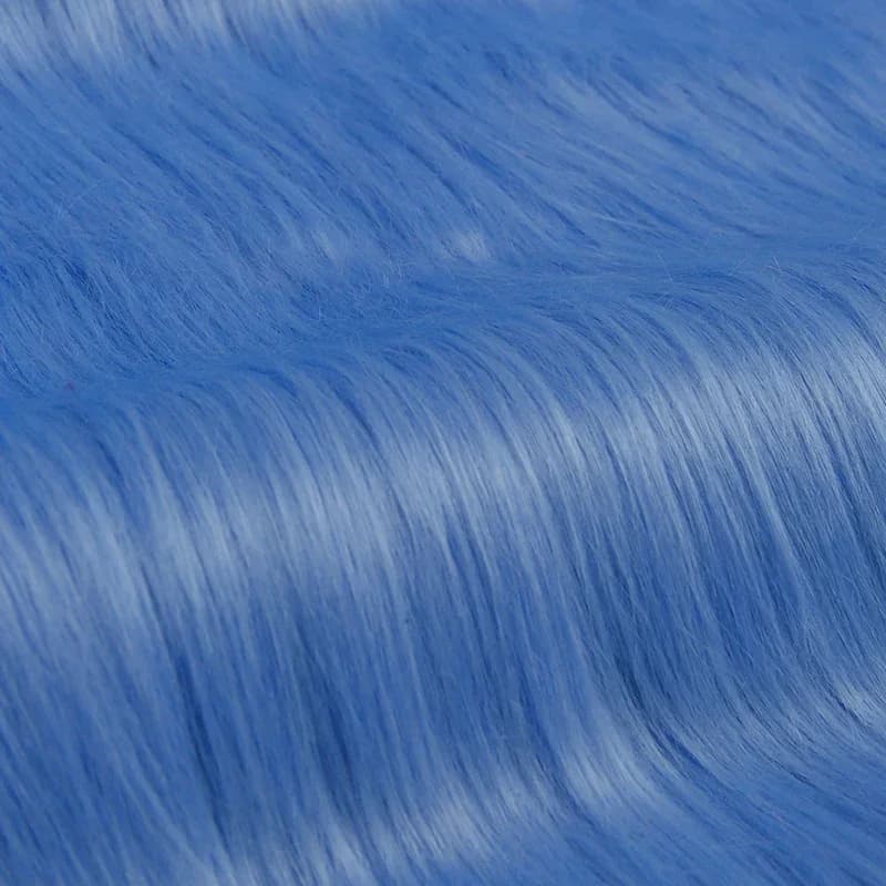 Tecido de pele sintética macia pelo longo azul para artesanato e decoração