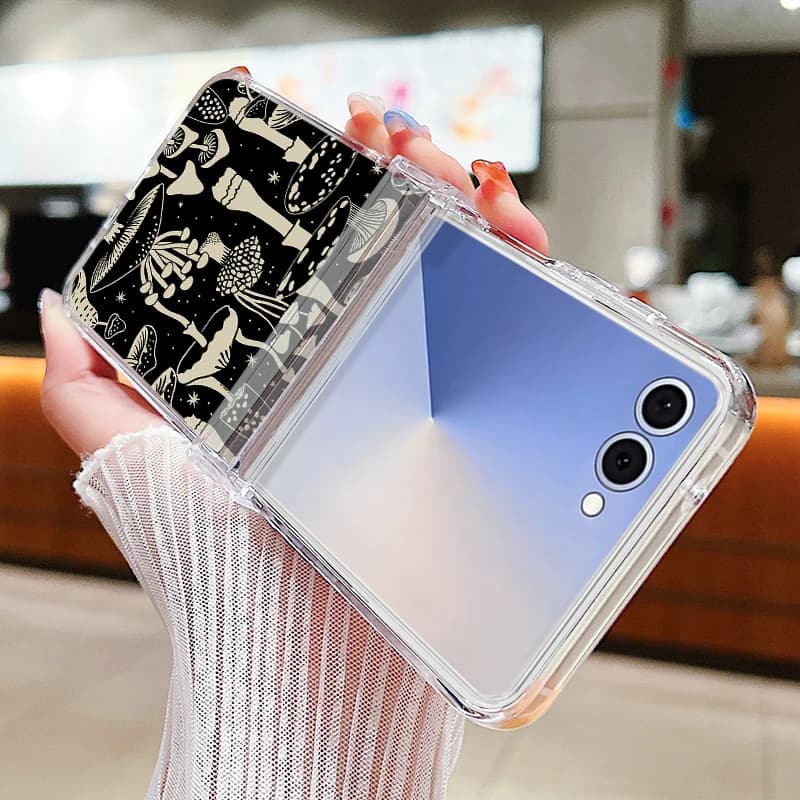 Capa de telefone transparente com estampa floral para Samsung Galaxy Z Flip 7 FE 6 5 4 3 5G