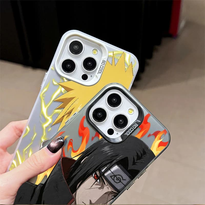 Capa de celular Xiaomi verde e preta com design Naruto Minato e Uchiha Itachi para POCO X7 X6 X5 X3 F6 F5 M6 Pro