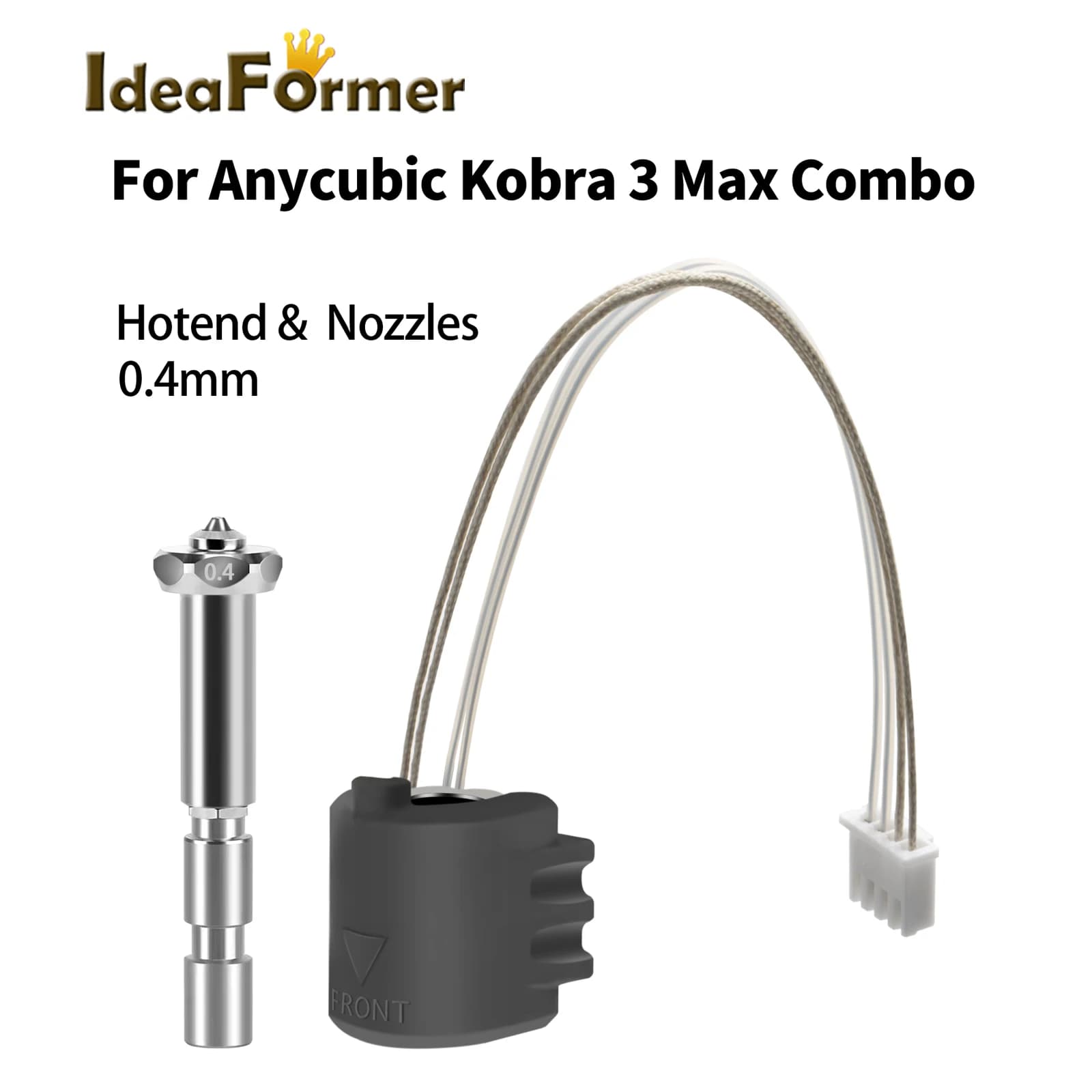 Acessório para impressora 3D Anycubic Kobra 3 Max Combo hotend cerâmico e bocal aço endurecido 0.4mm cinza