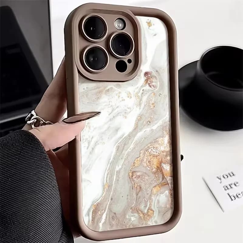 Capa de telefone Xiaomi marmoreado branco e dourado para iPhone 13 Pro
