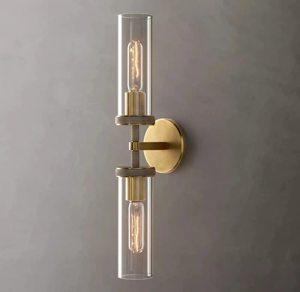 Arandela de parede LED Lambeth com vidro transparente e acabamento bronze fosco elegante