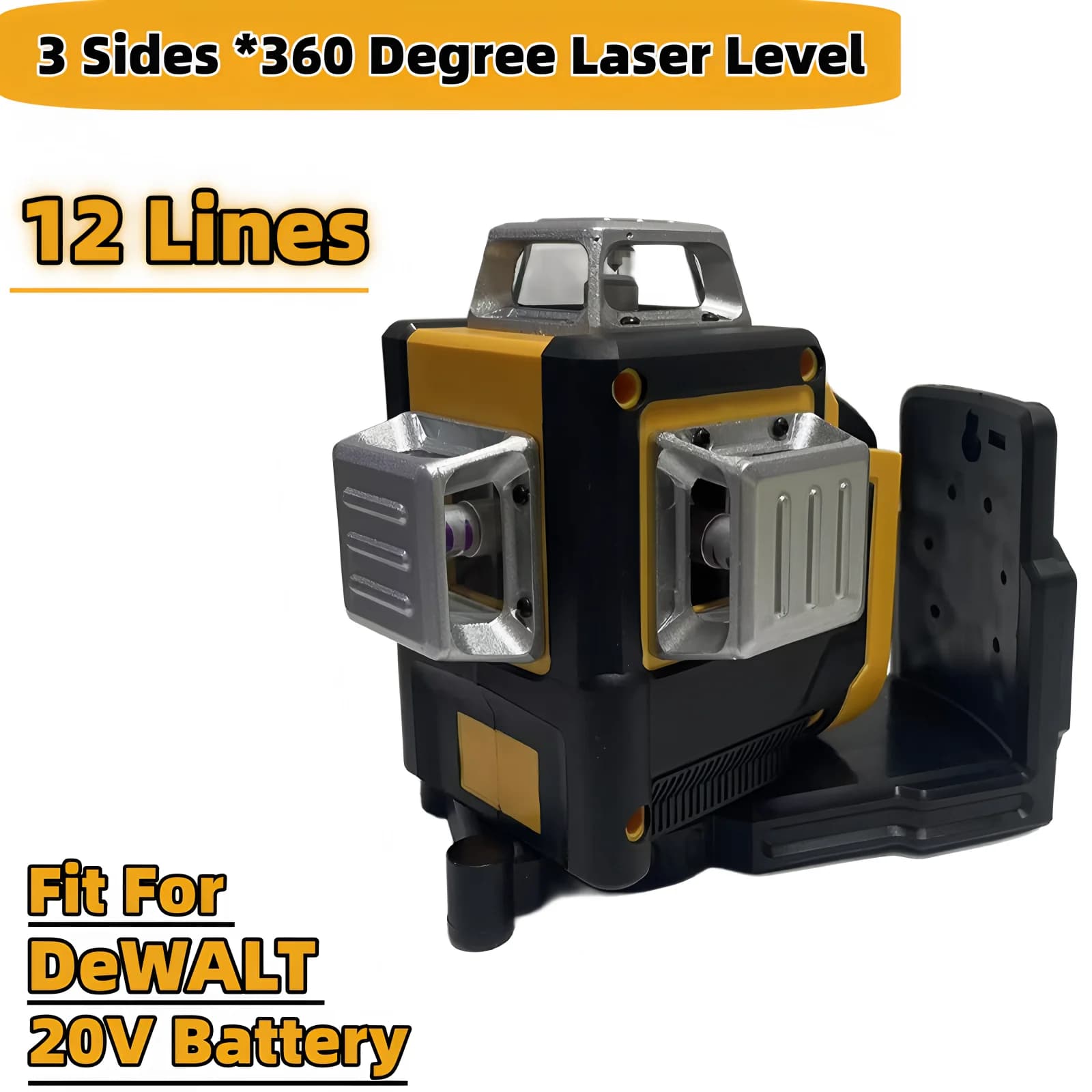 Nível de laser 12 linhas 3 lados * 360 graus horizontal e vertical medidor de feixes verdes auto-nivelamento ferramentas laser para dewalt 20v bateria
