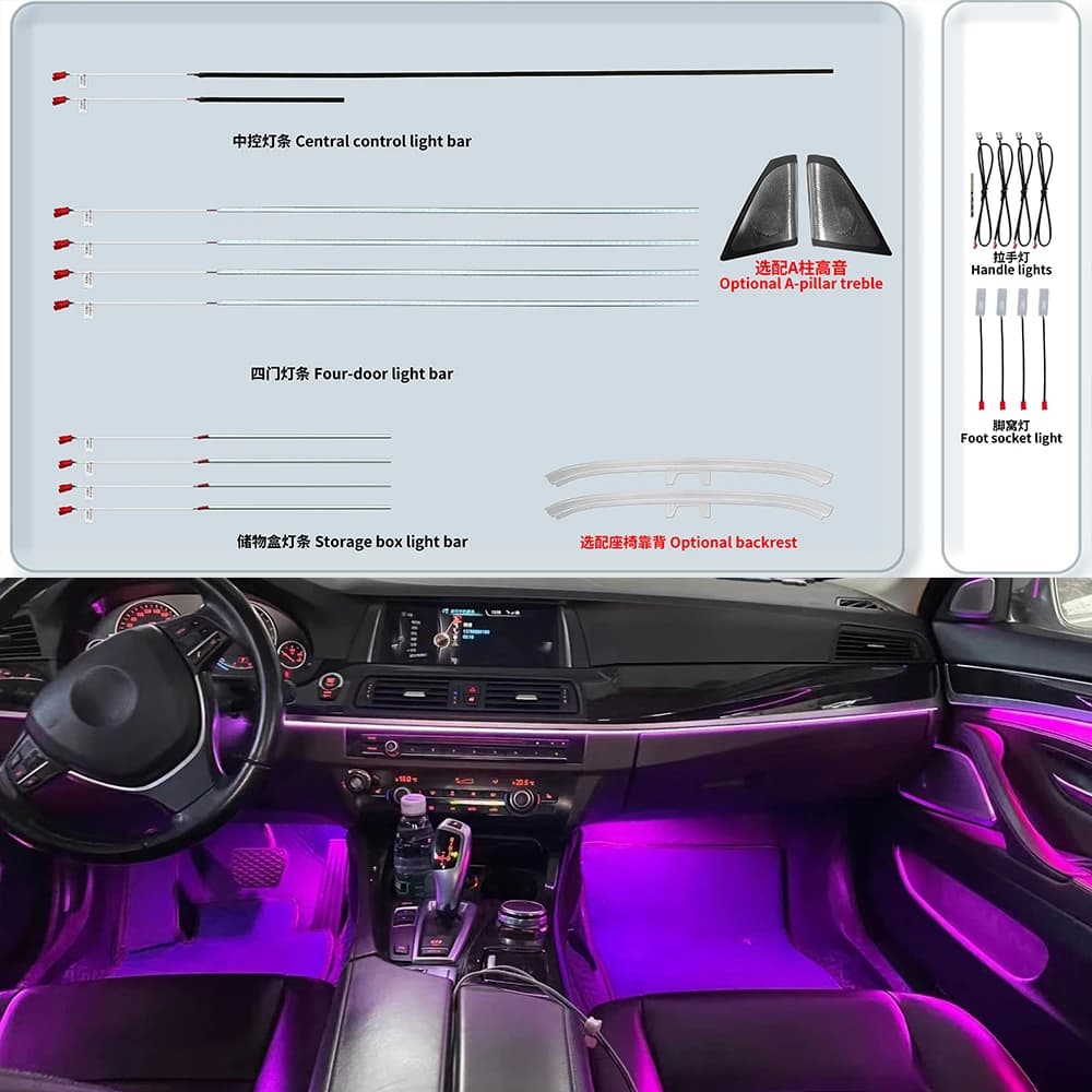 Sistema CIC NBT para BMW Série 5 F10 F11 F18 2012-2018 Luz Ambiente das Portas, Luzes de Pé, Lâmpada do Painel, Iluminação Decorativa LED Neon
