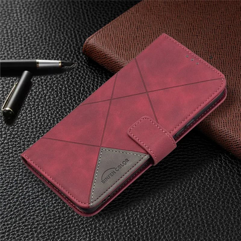 Capa carteira vermelha para Xiaomi Redmi Note 10 em couro sintético com suporte e ímã