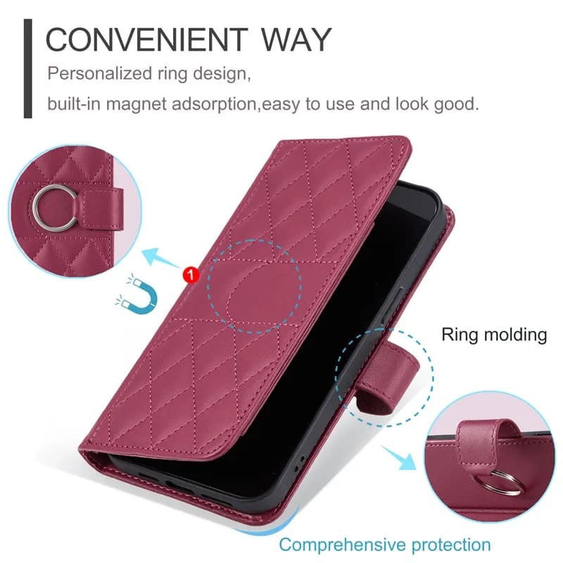 Capa flip magnética rosa para Xiaomi 13T com design de anel personalizado e proteção completa