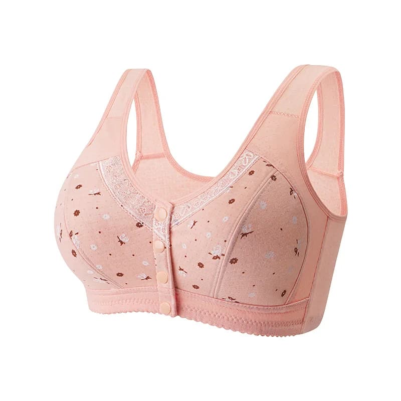 Sutiã bralette feminino estilo colete rosa claro com estampa floral
