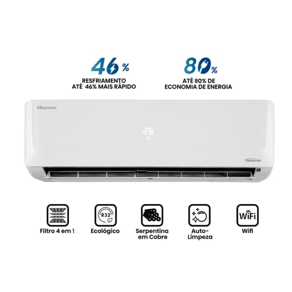 Ar Condicionado Split Inverter Hisense R-32 Hi-wall 12.000  Btus Quente e Frio Wi-fi 220v