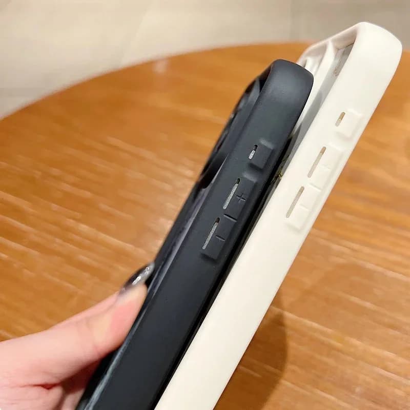 Botões laterais das capas rosa e preta para Xiaomi Redmi Note 14 feitas em silicone protetor