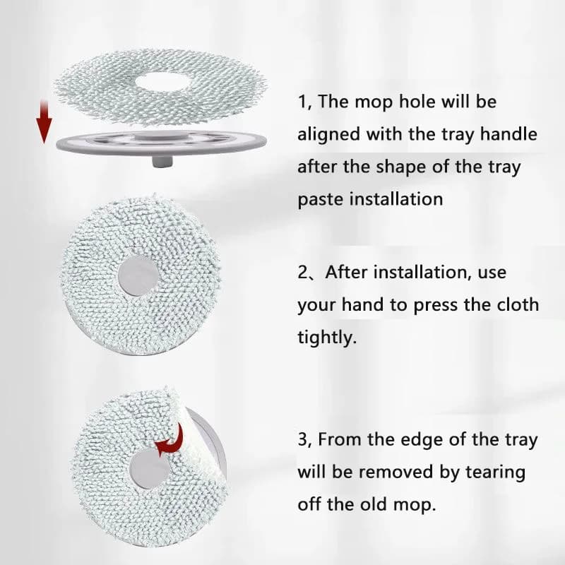 Acessórios para aspirador de pó Dreame com três panos de limpeza e três bases circulares, cinza