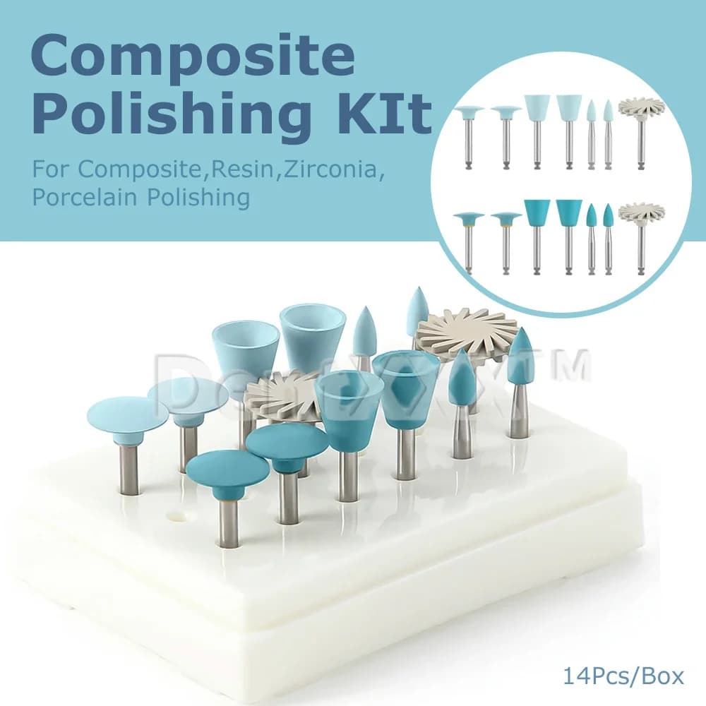Kit de polimento para unhas profissional com 14 peças azul de borracha de silicone para resina e porcelana