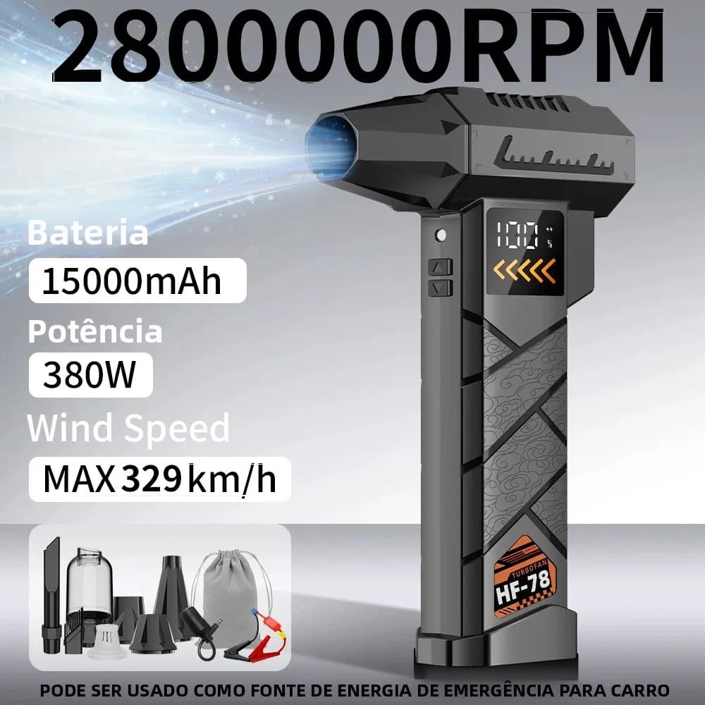 Soprador de Jato 2.800.000 RPM Super Potente Aspirador de Pó Elétrico Sem Fio