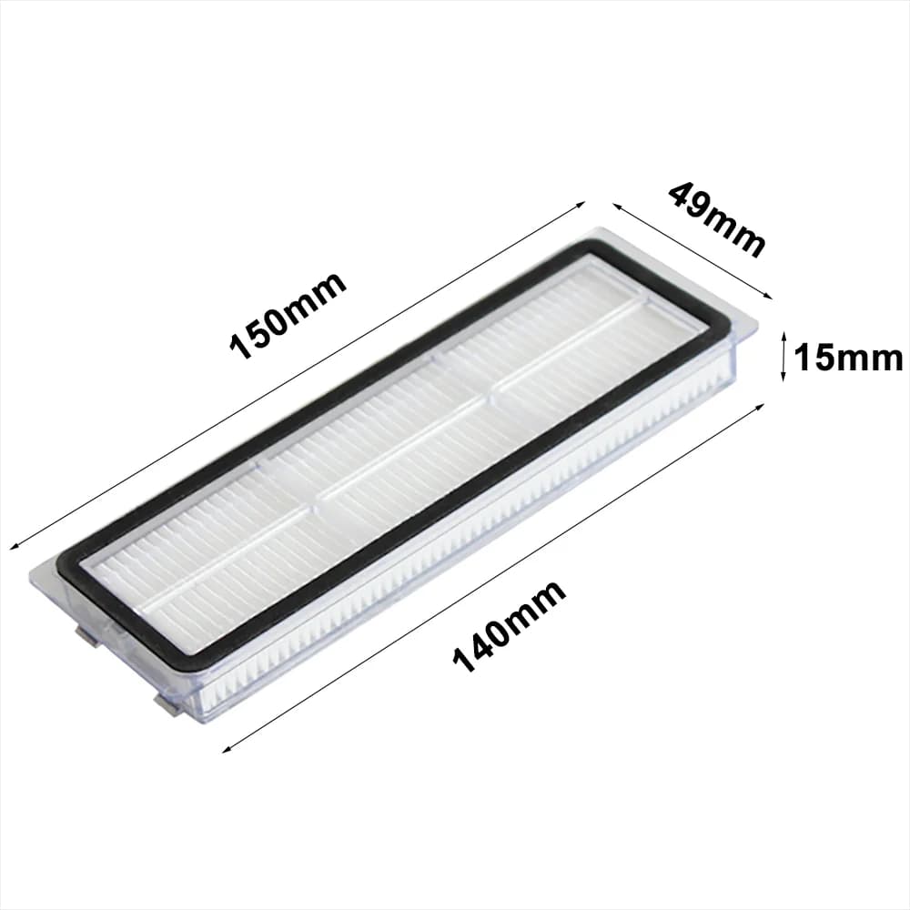 Filtro HEPA branco retangular para robô aspirador Xiaomi Mijia 1C com dimensões 150x49x15mm